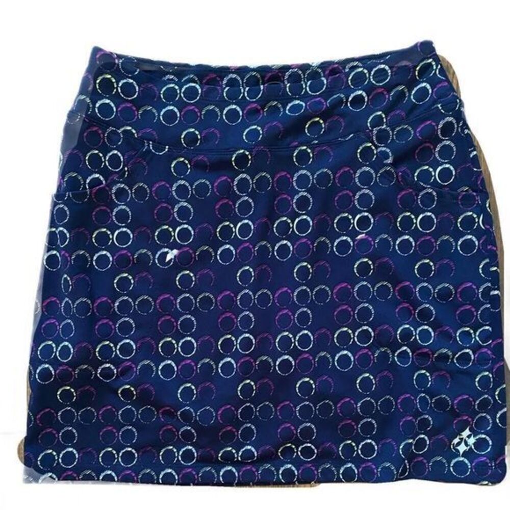 Jofit Skort-S navy multi print , polyester spandex, W-14 , L -16